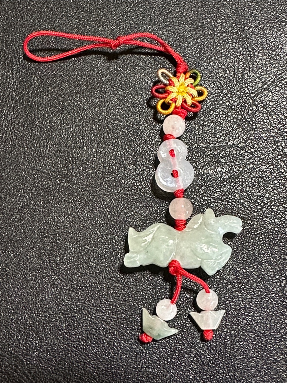Feng Shui Chinese Zodiac Natural Jade Horse Pendant Phone/Bag Charm